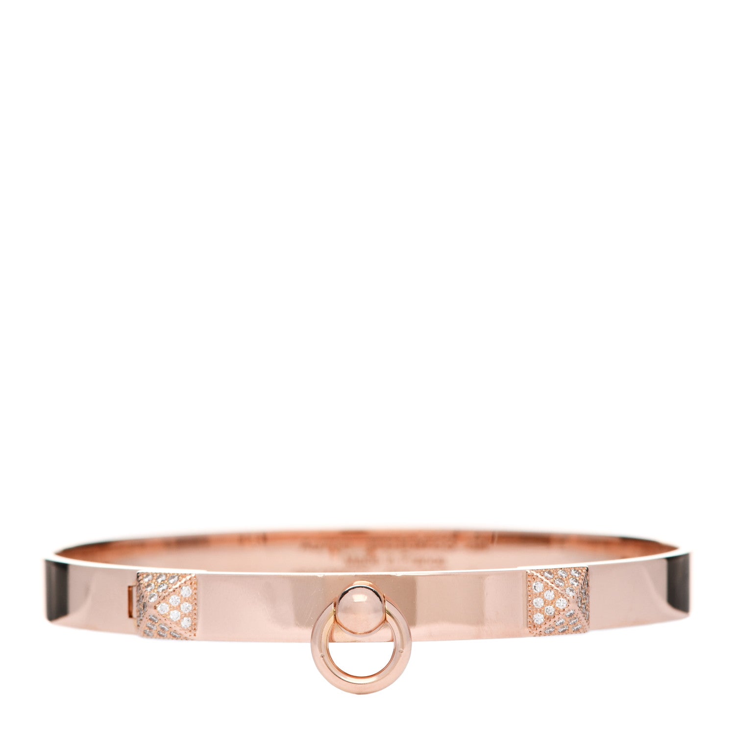 Hermes 18K Rose Gold Diamond PM Collier De Chien Bracelet SH 1 of 5