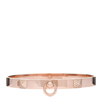 Hermes 18K Rose Gold Diamond PM Collier De Chien Bracelet SH 1 of 5