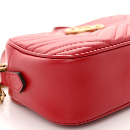 Gucci Calfskin Matelasse Small GG Marmont Chain Shoulder Bag Hibiscus Red 9 of 11