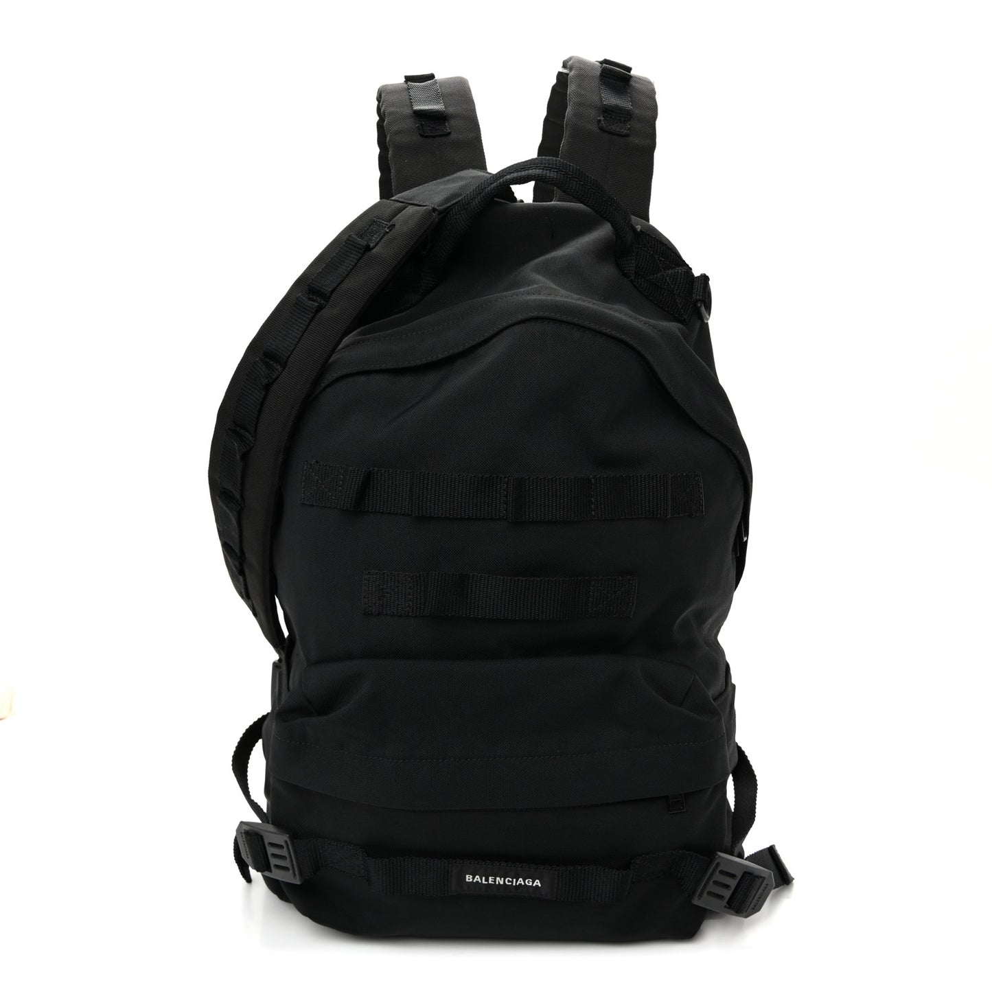 Nylon Logo Embroidered Medium Army Multicarry Backpack Black