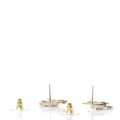 Chanel Crystal Double CC Earrings Gold Silver 3 of 4