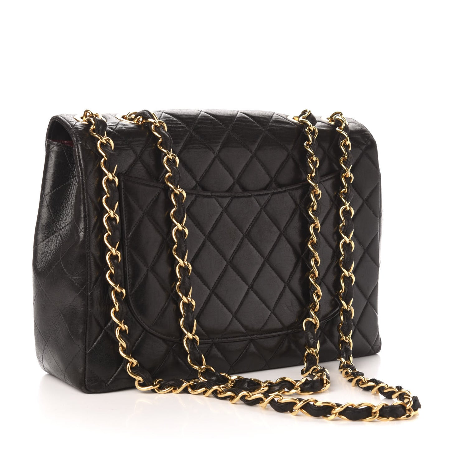 Lambskin Quilted Jumbo Single Flap Black