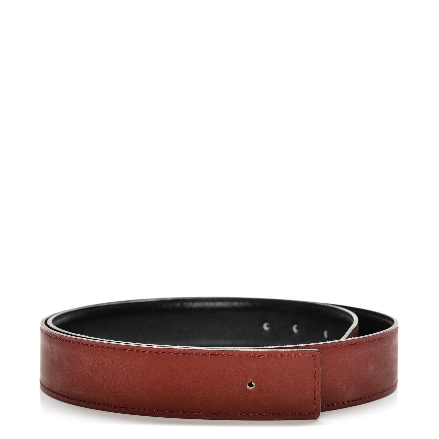 Hermes Box Chamonix 32mm Belt Strap 90 Black Rouge H 1 of 5