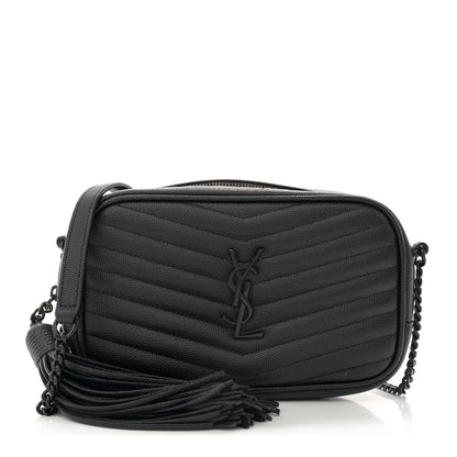 Saint Laurent Grain De Poudre Matelasse Monochrome Monogram Mini Lou Camera Bag Black 1 of 13