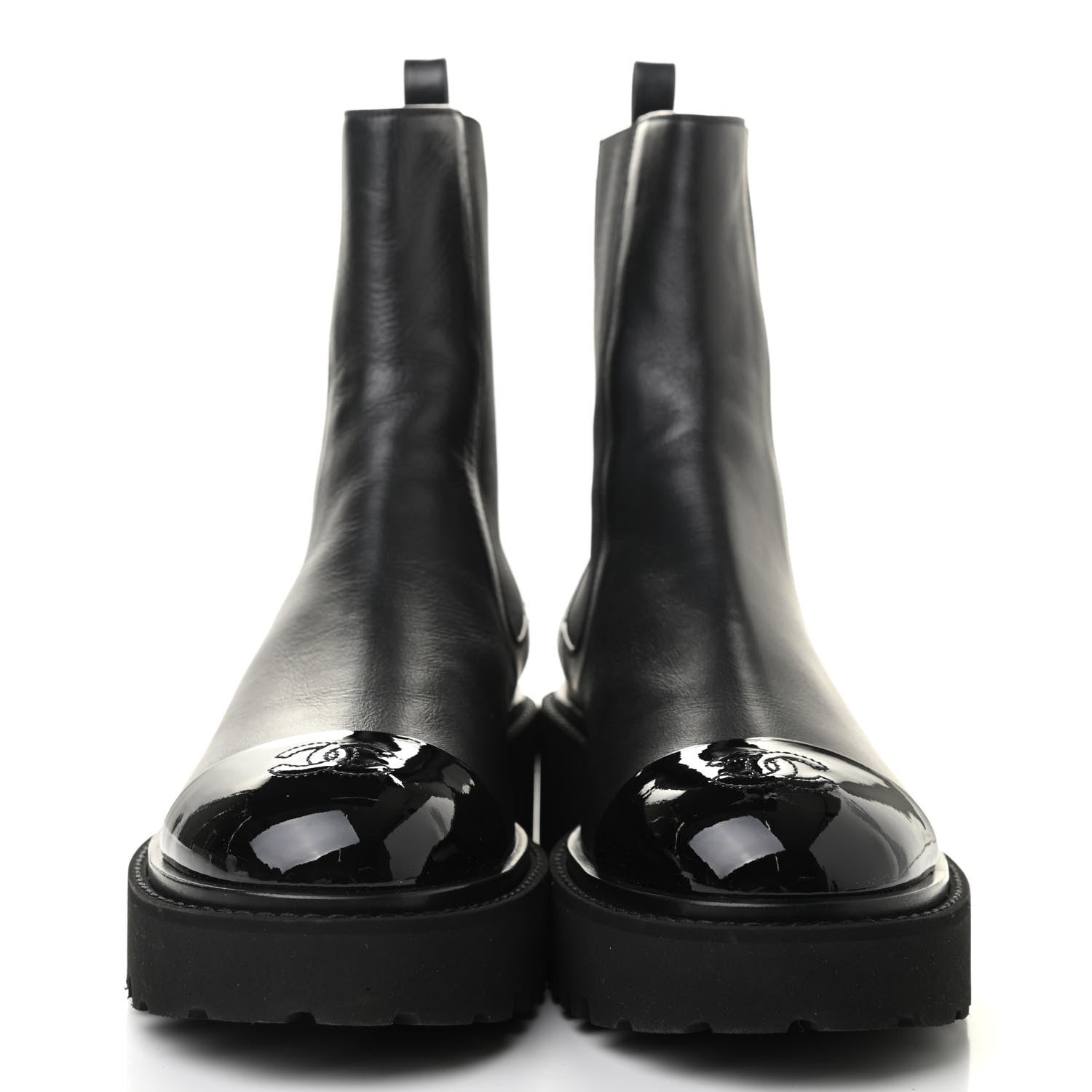 Chanel Crumpled Calfskin Patent Ankle Boots 40.5 Black 2 of 8