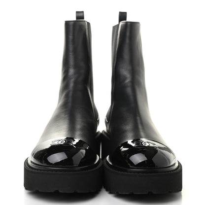 Chanel Crumpled Calfskin Patent Ankle Boots 40.5 Black 2 of 8