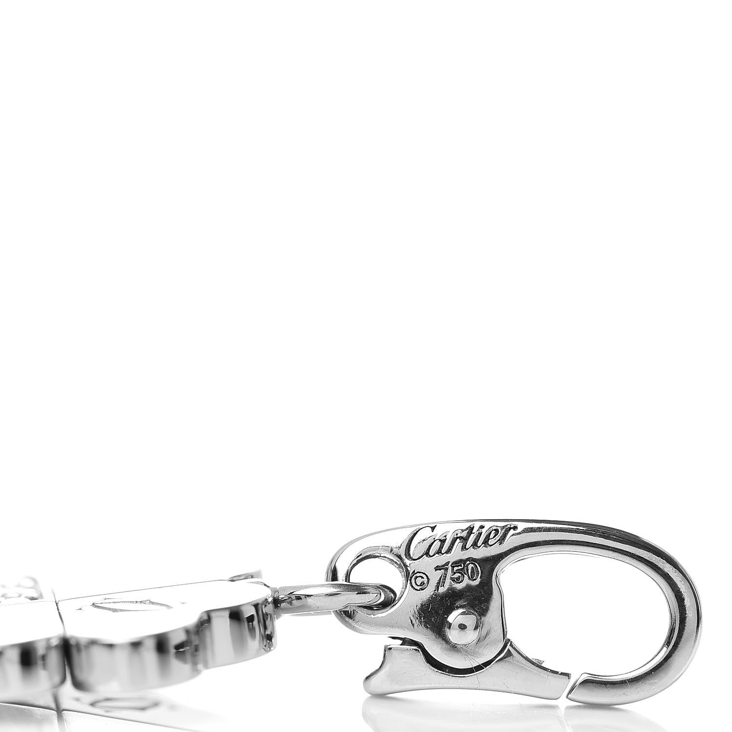 Cartier 18K White Gold Diamond Four Leaf Clover Charm 3 of 3