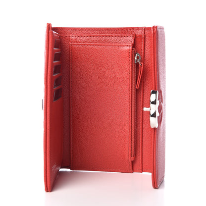 Chanel Grained Calfskin Quilted CC Box Flap Wallet Red 6 of 9
