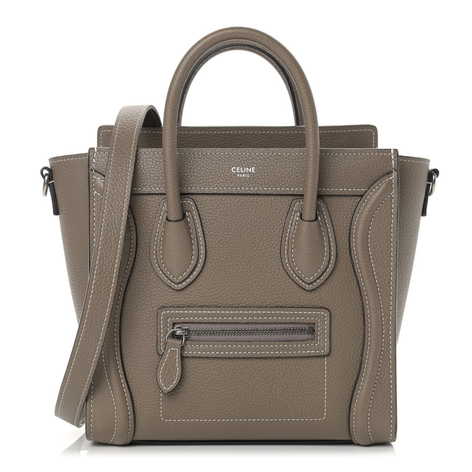Celine Drummed Calfskin Nano Luggage Souris 1 of 11