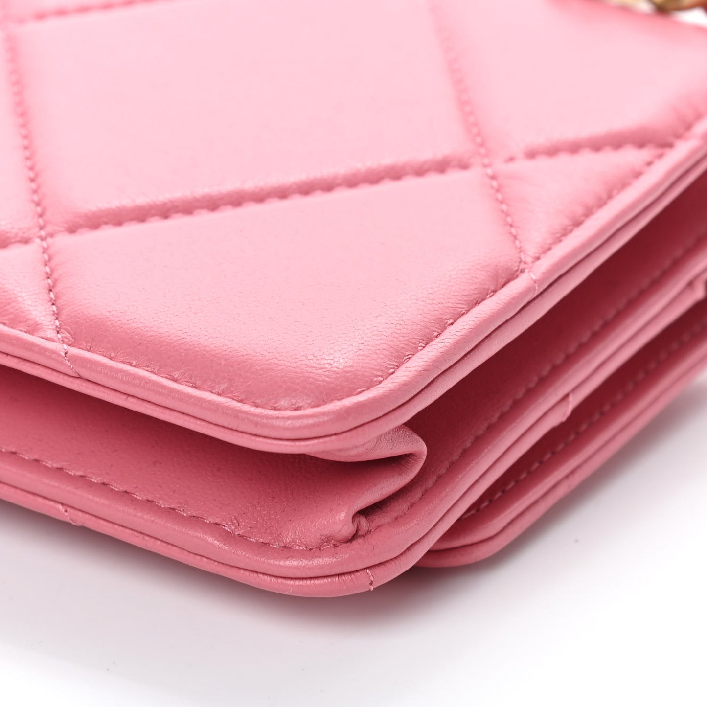 Lambskin Quilted Chanel 19 Wallet On Chain WOC Pink