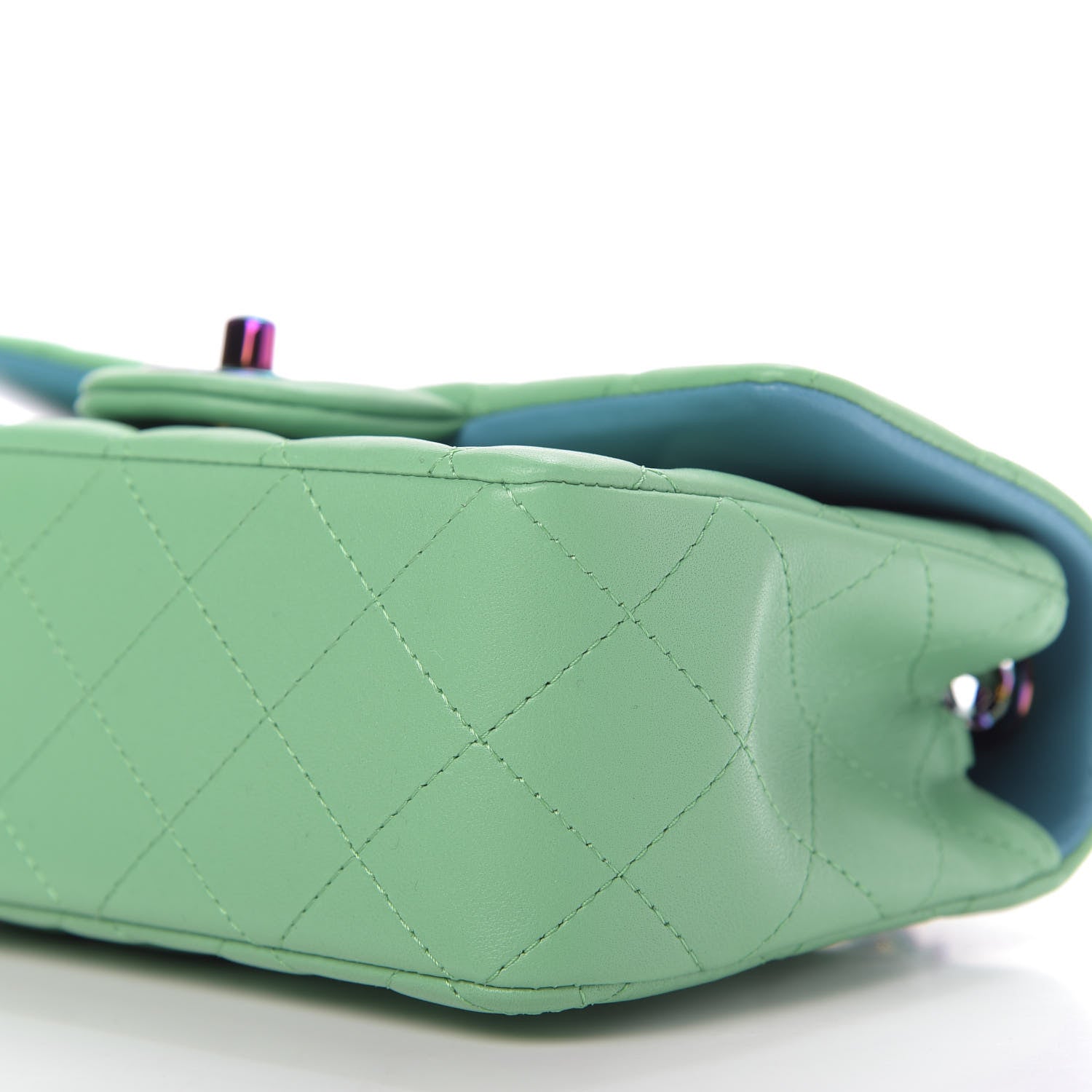 Chanel Lambskin Quilted Mini Rectangular Flap Green Blue 7 of 10