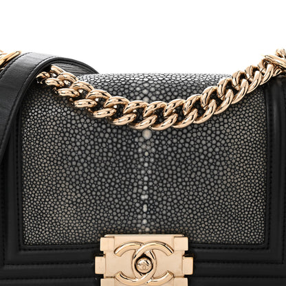 Chanel Galuchat Stingray Small Boy Flap Black Silver 8 of 10