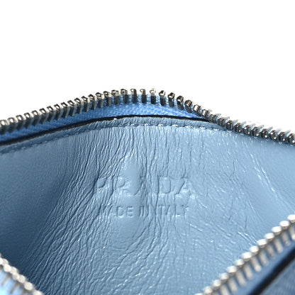 Prada Saffiano Triangle Zip Card Holder Celeste 7 of 8