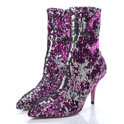 Valentino Garavani Sequin Ankle Boots 38 Pink Silver 3 of 7
