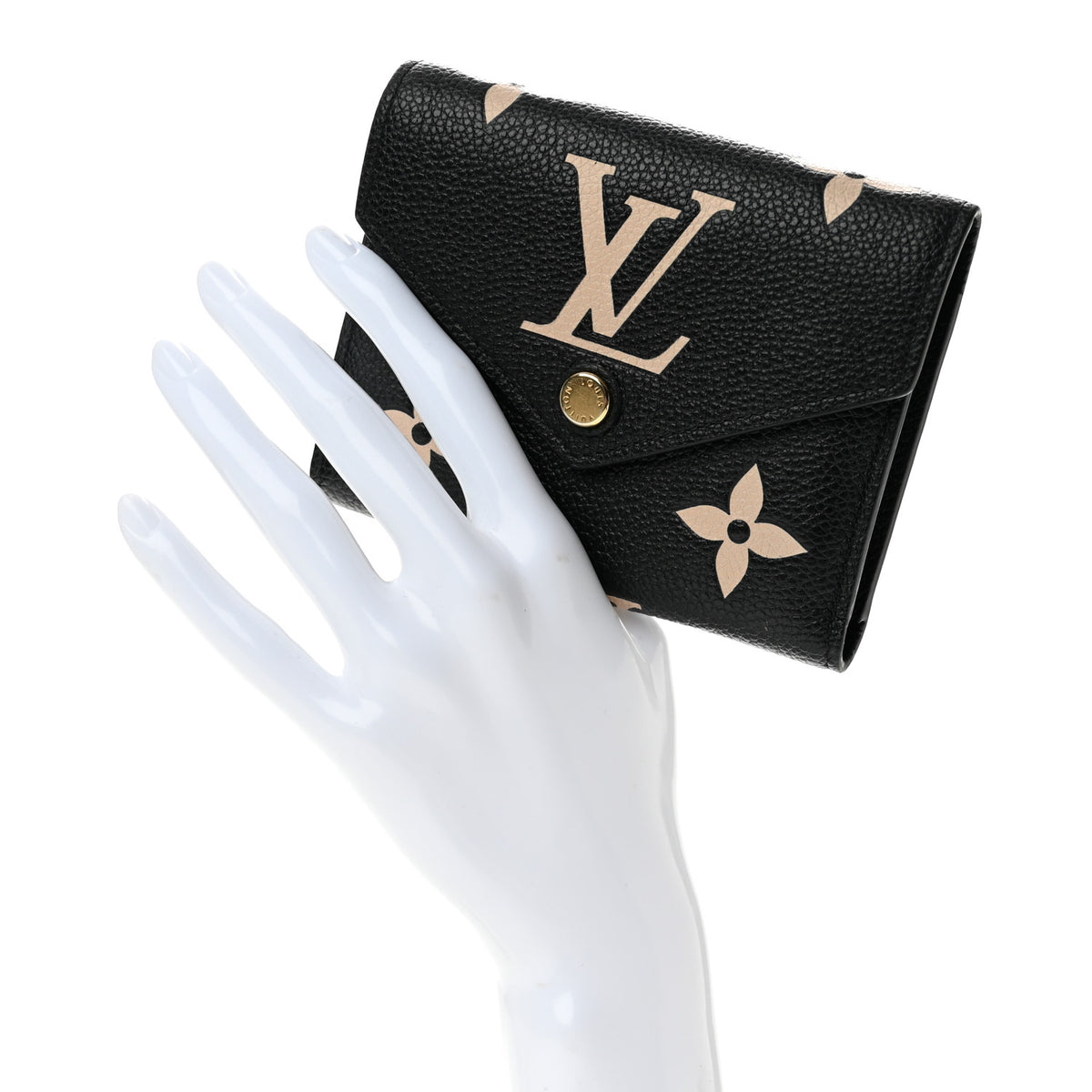 Louis Vuitton Empreinte Monogram Giant Victorine Wallet Black Beige 2 of 9
