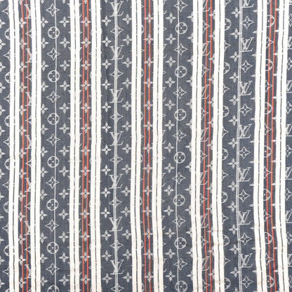 Louis Vuitton Silk Wool Monogram Mattress Stripes Shawl Blue Jean 3 of 4