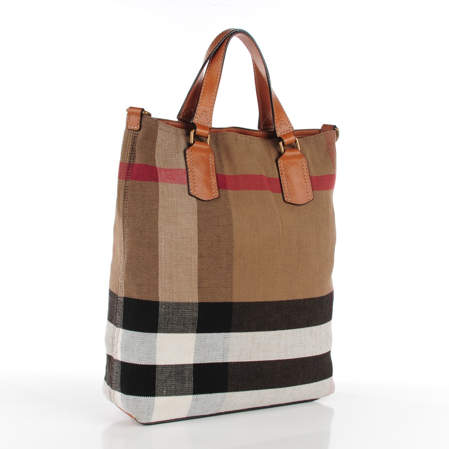 Canvas Mega Check Medium Tottenham Brit Tote Saddle Brown