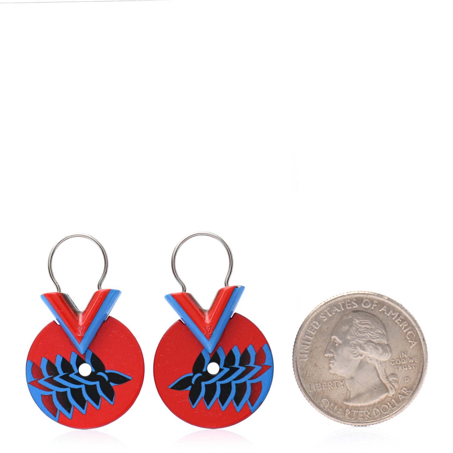 Louis Vuitton Enamel Palladium Essential V Gong BB Earrings 2 of 5