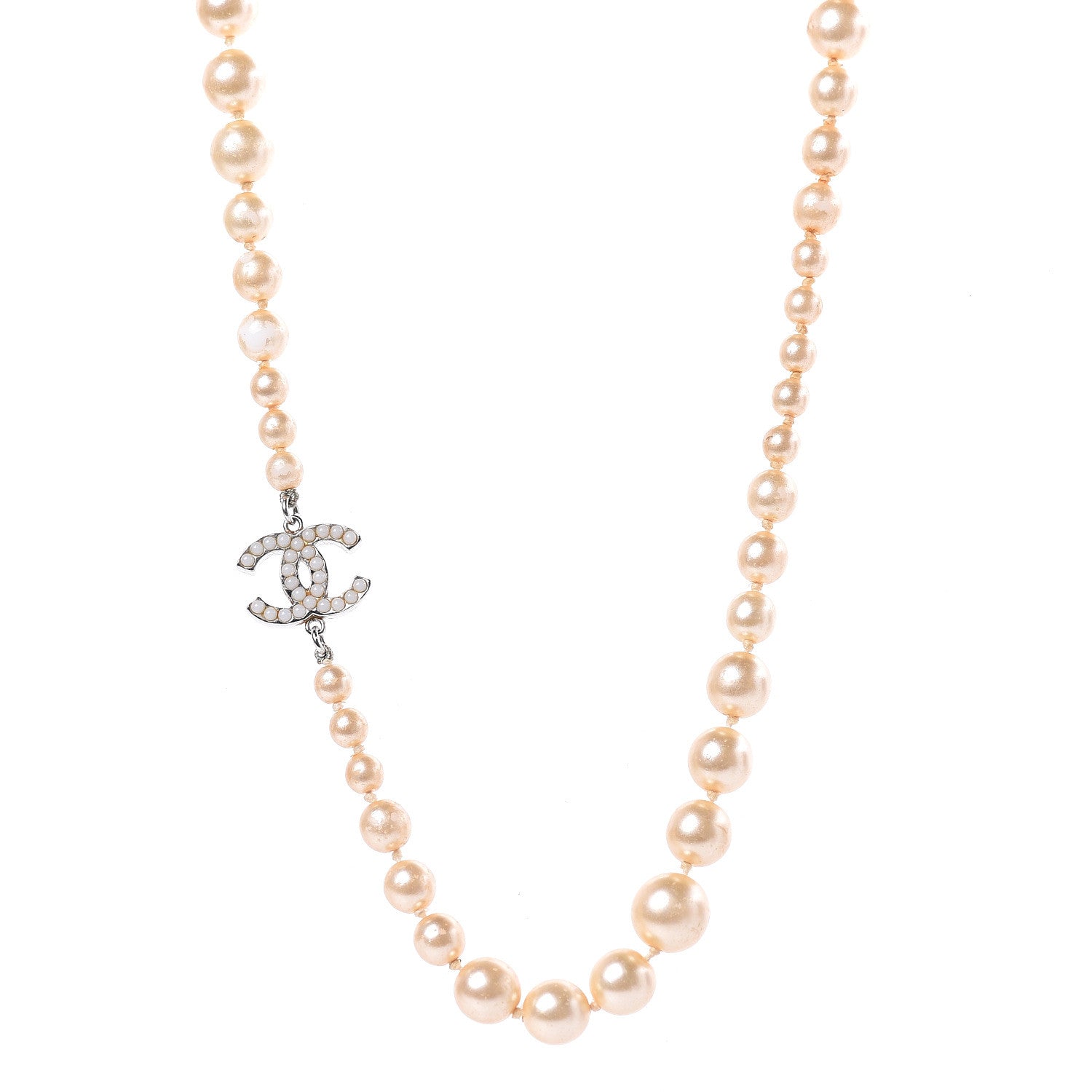 Chanel Pearl CC Short Necklace Silver 1 of 6