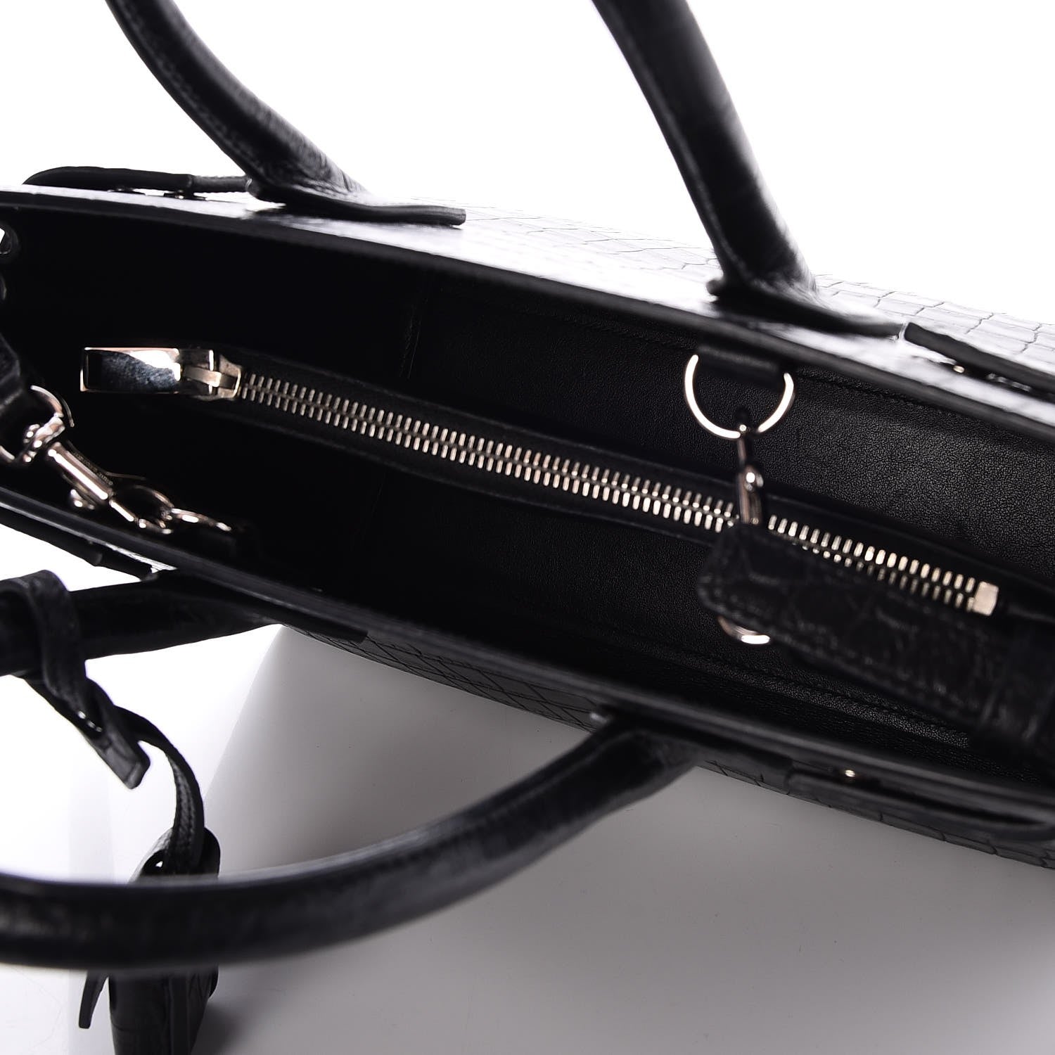 Saint Laurent Calfskin Crocodile Embossed Baby Sac de Jour Black 6 of 7