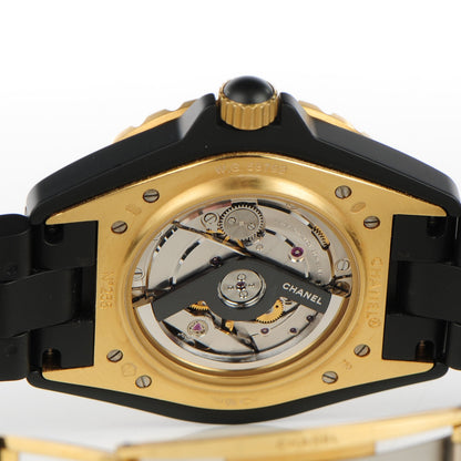 Chanel Stainless Steel 18K Yellow Gold Matte Ceramic 41mm J12 Automatic Watch Black 6 of 7