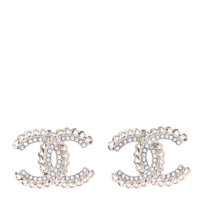 Chanel Crystal Chain CC Earrings Gold 1 of 5