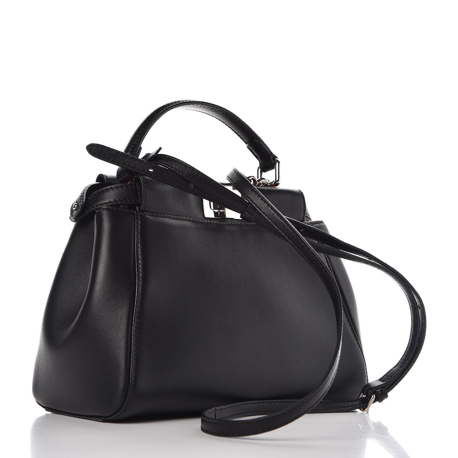 Fendi Nappa Karung Monster Eyes Mini Peekaboo Iconic Satchel Black Papavero 3 of 7