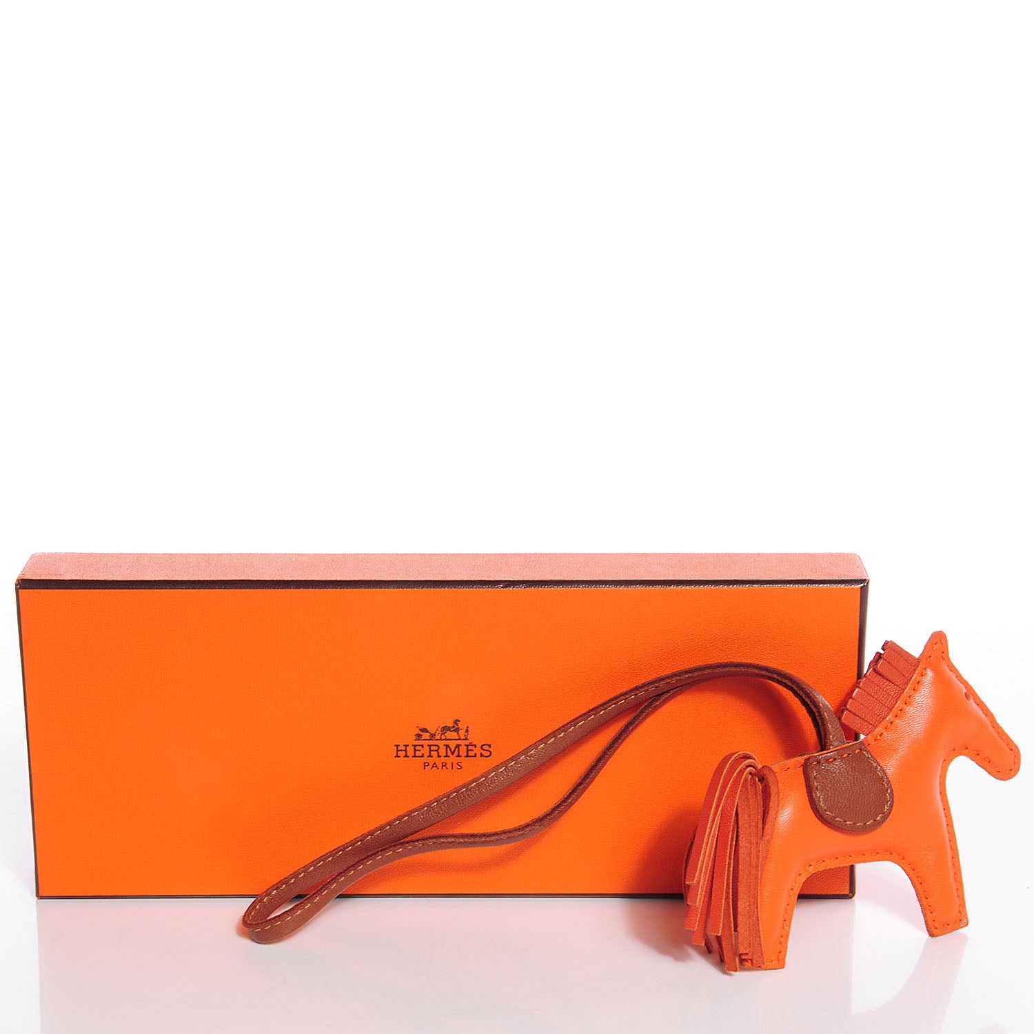 Hermes Milo Lambskin Grigri Rodeo Horse Bag Charm PM Feu Orange Fauve 4 of 4