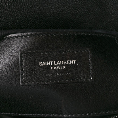 Saint Laurent Calfskin Mixed Matelasse Triquilt Large Monogram Envelope Satchel Black White 8 of 12
