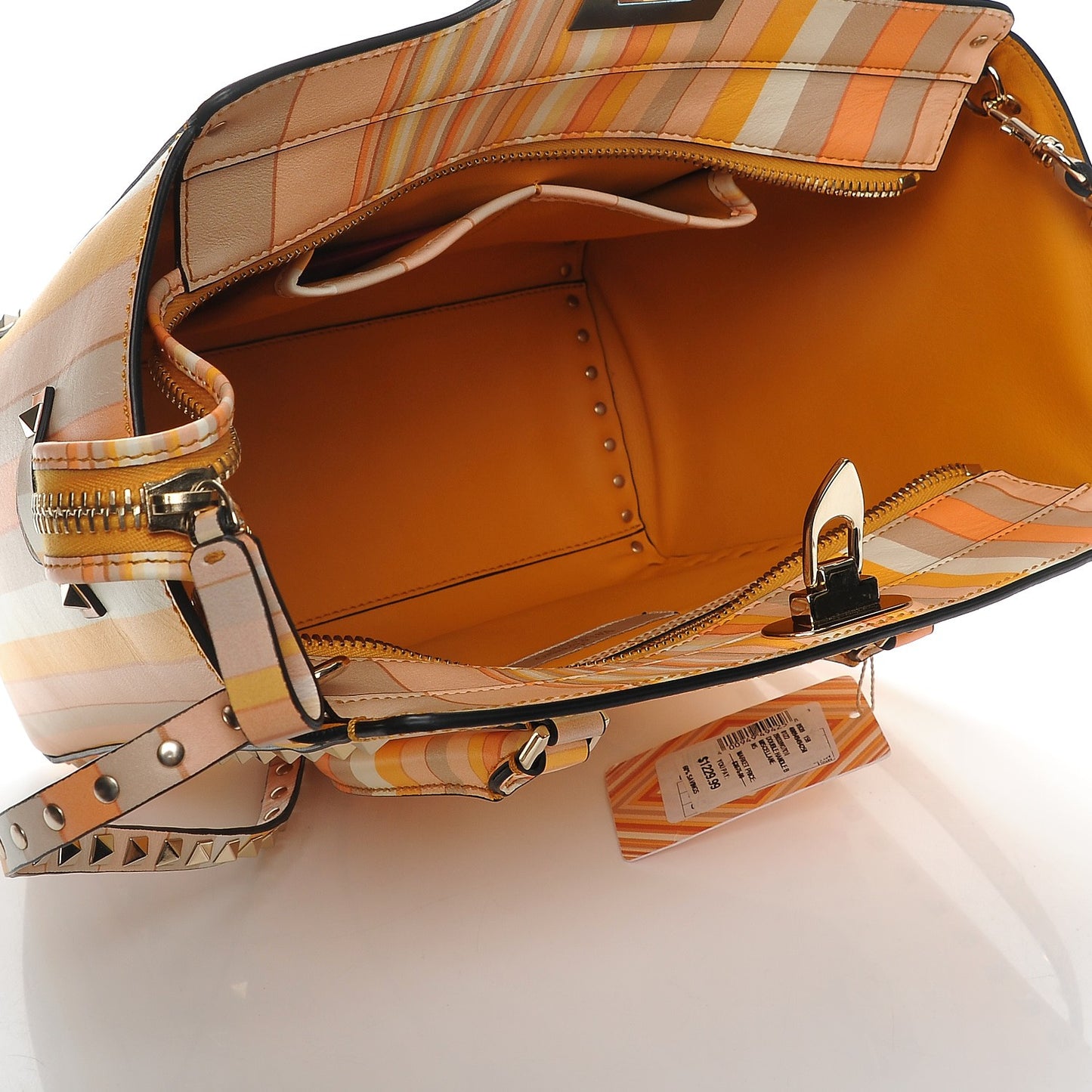 Vitello Native Couture 1975 Rockstud Double Handle Tote Mandarin Sorbet