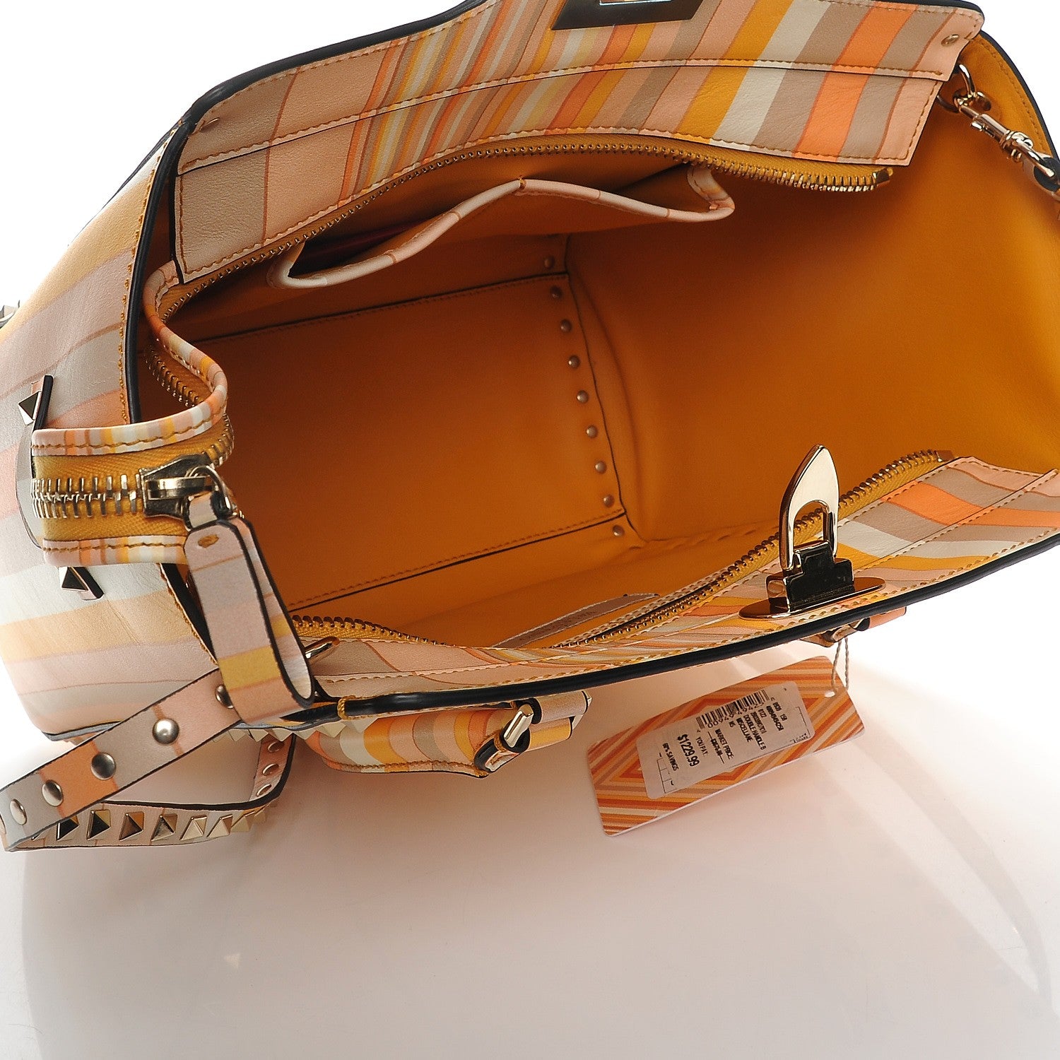 Valentino Garavani Vitello Native Couture 1975 Rockstud Double Handle Tote Mandarin Sorbet 6 of 9