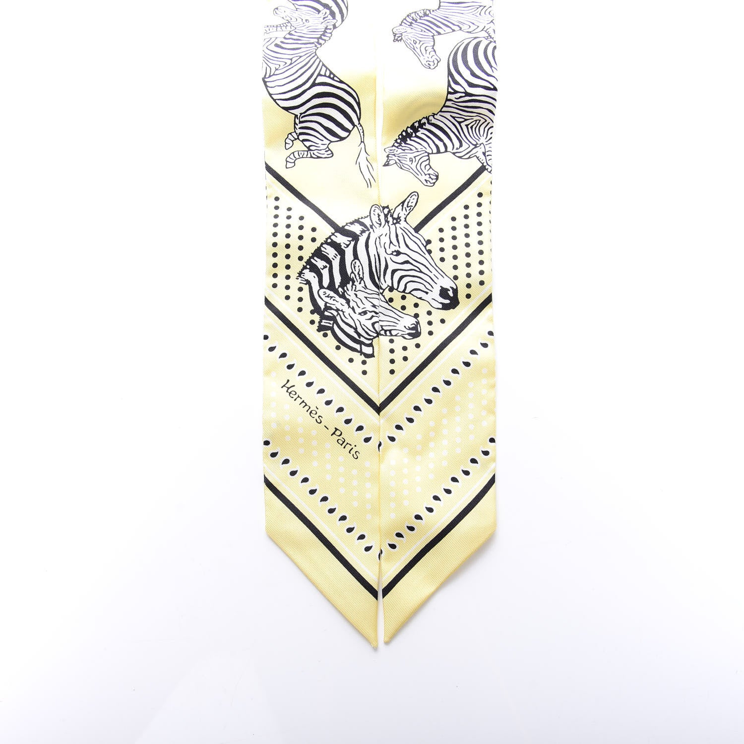 Hermes Silk Les Zebres Twilly Jaune Soufre Black 3 of 5
