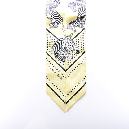 Hermes Silk Les Zebres Twilly Jaune Soufre Black 3 of 5