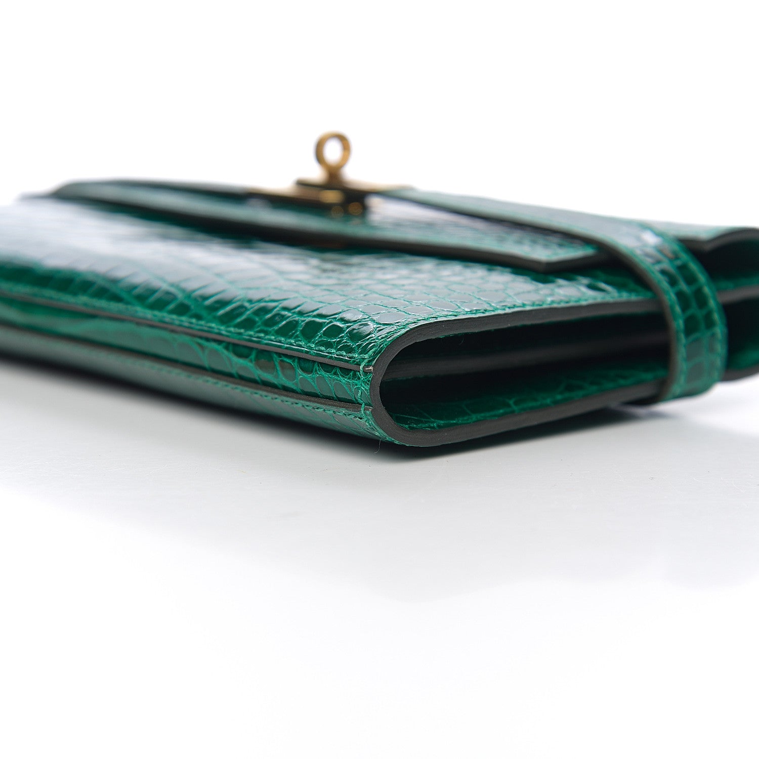 Hermes Shiny Alligator Kelly Longue Wallet Vert Emeraude 21 of 22