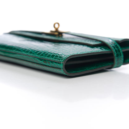 Hermes Shiny Alligator Kelly Longue Wallet Vert Emeraude 21 of 22