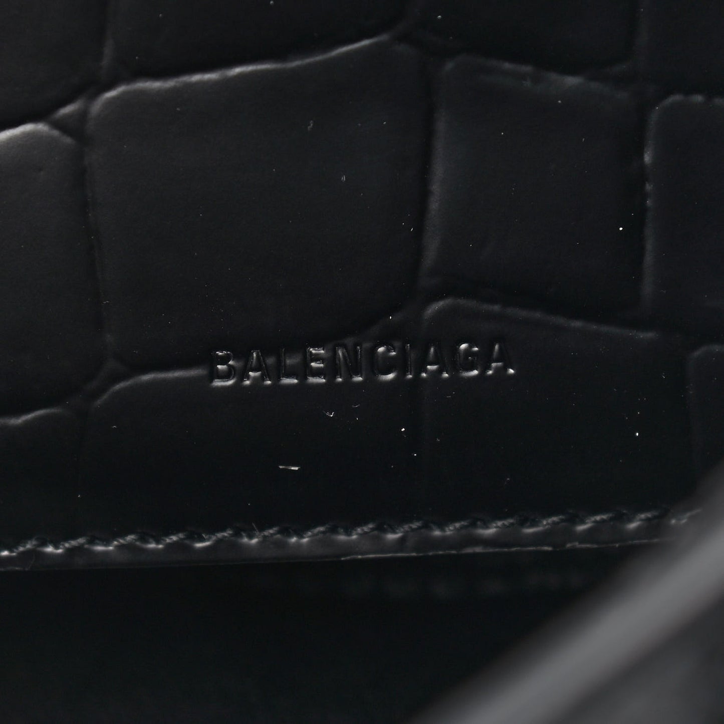 Semi Shiny Calfskin Crocodile Embossed Neo Classic Black Hardware Nano City Crossbody Black