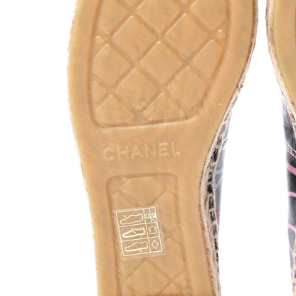 Chanel Lambskin Grosgrain Printed Espadrilles 37 Multicolor Black 7 of 10
