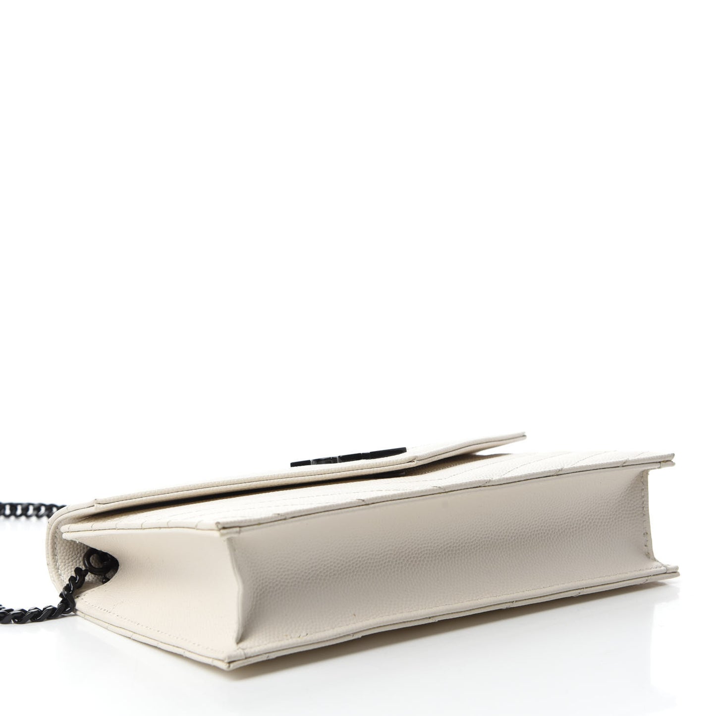 Grain De Poudre Matelasse Chevron Monogram Envelope Chain Wallet Dove White