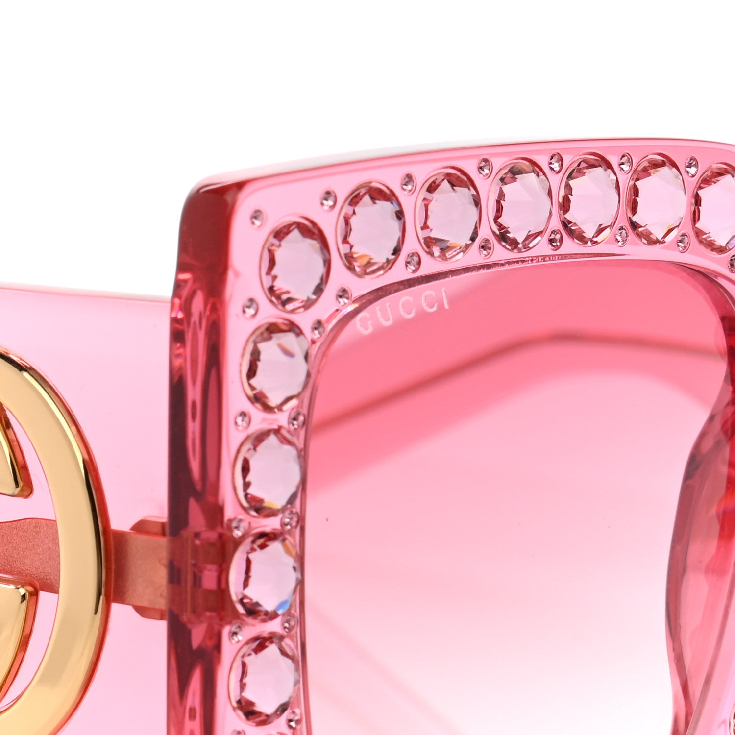 Gucci Acetate Crystal Oversize Sunglasses GG0148S Pink 9 of 9