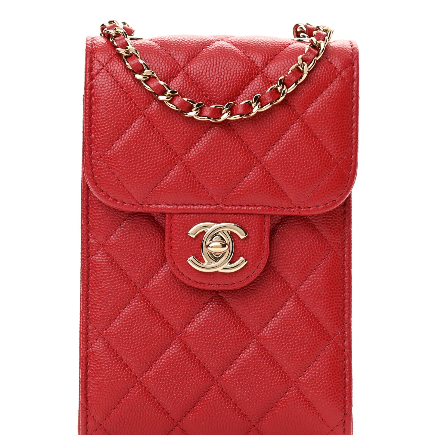 Caviar Quilted Classic Phone Holder Red