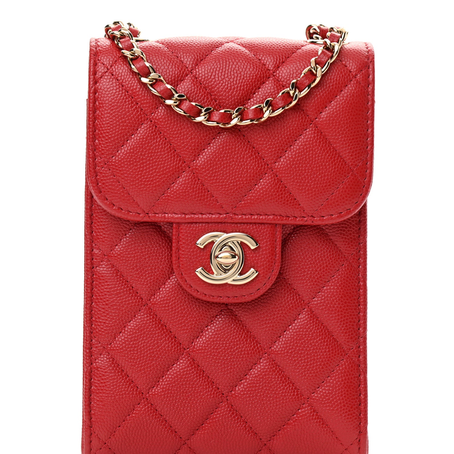Chanel Caviar Quilted Classic Phone Holder Red 9 of 13
