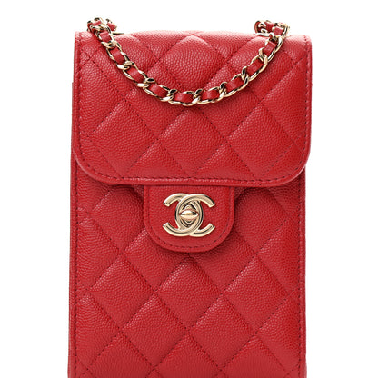 Chanel Caviar Quilted Classic Phone Holder Red 9 of 13