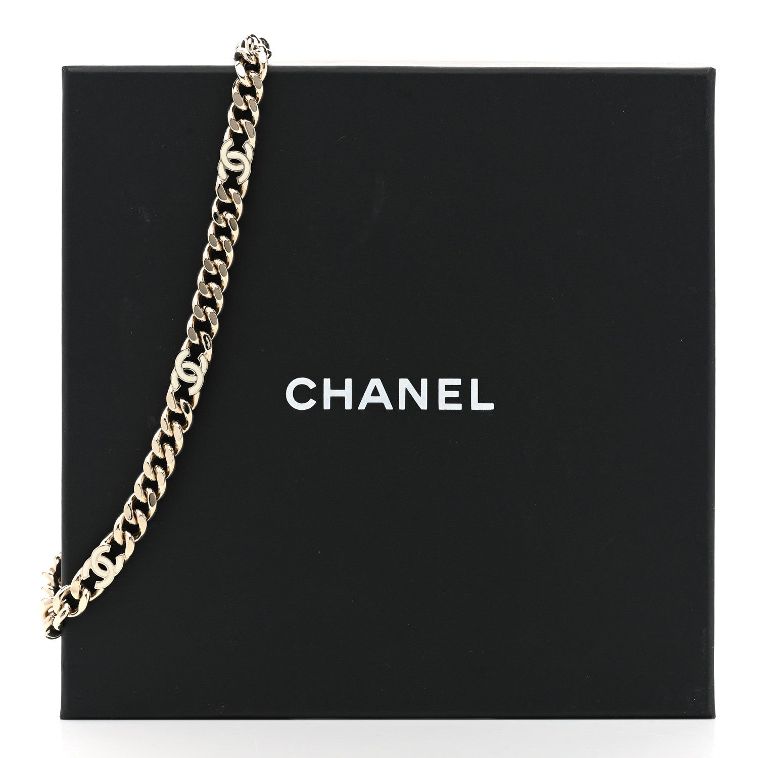 Chanel Metal Enamel Chain CC Choker Gold White 6 of 6