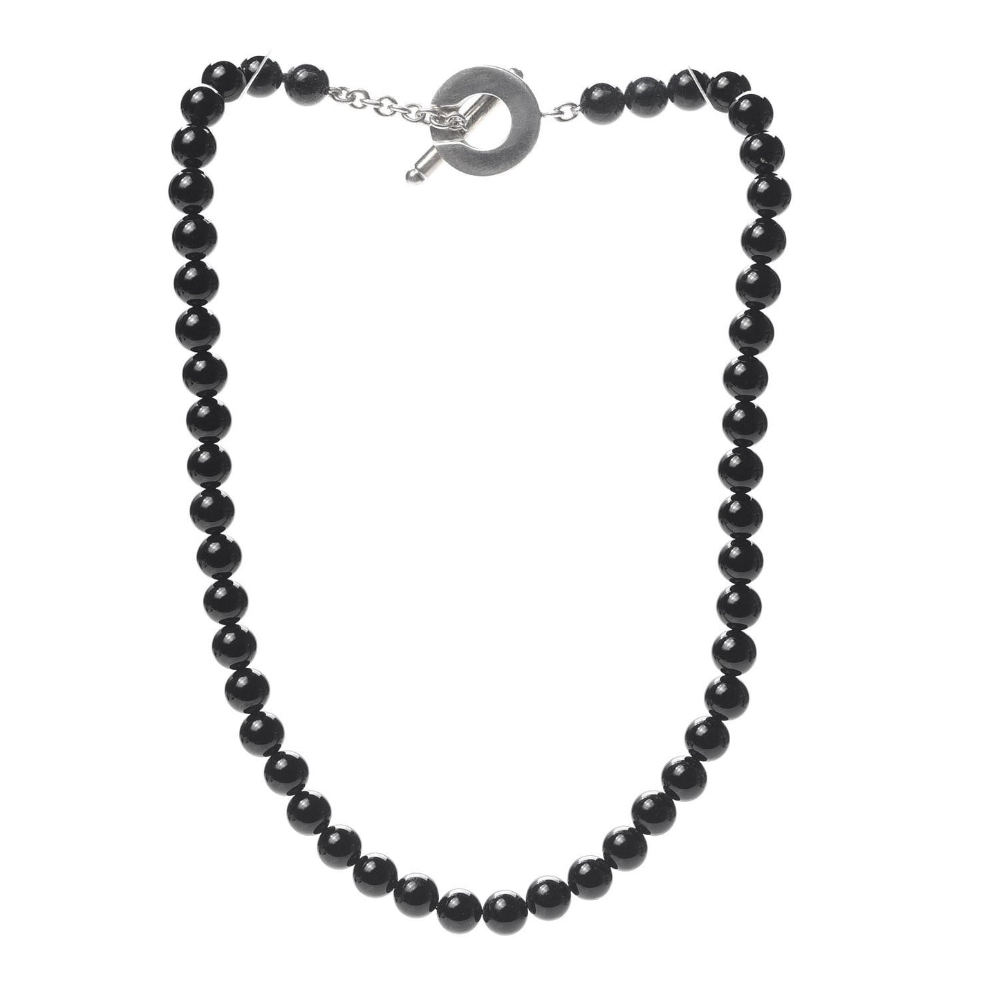 Sterling Silver Black Onyx Bead Toggle Necklace