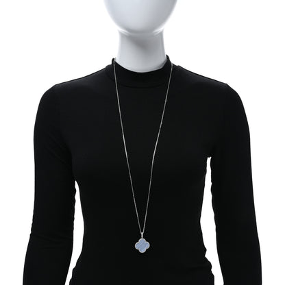Van Cleef & Arpels 18K White Gold Chalcedony Magic Alhambra Pendant Long Necklace 2 of 5