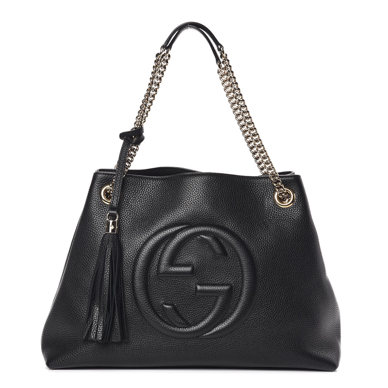 Gucci Pebbled Calfskin Medium Soho Chain Shoulder Bag Black 1 of 9