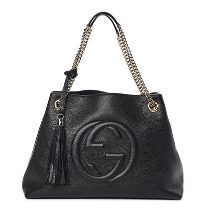 Gucci Pebbled Calfskin Medium Soho Chain Shoulder Bag Black 1 of 9
