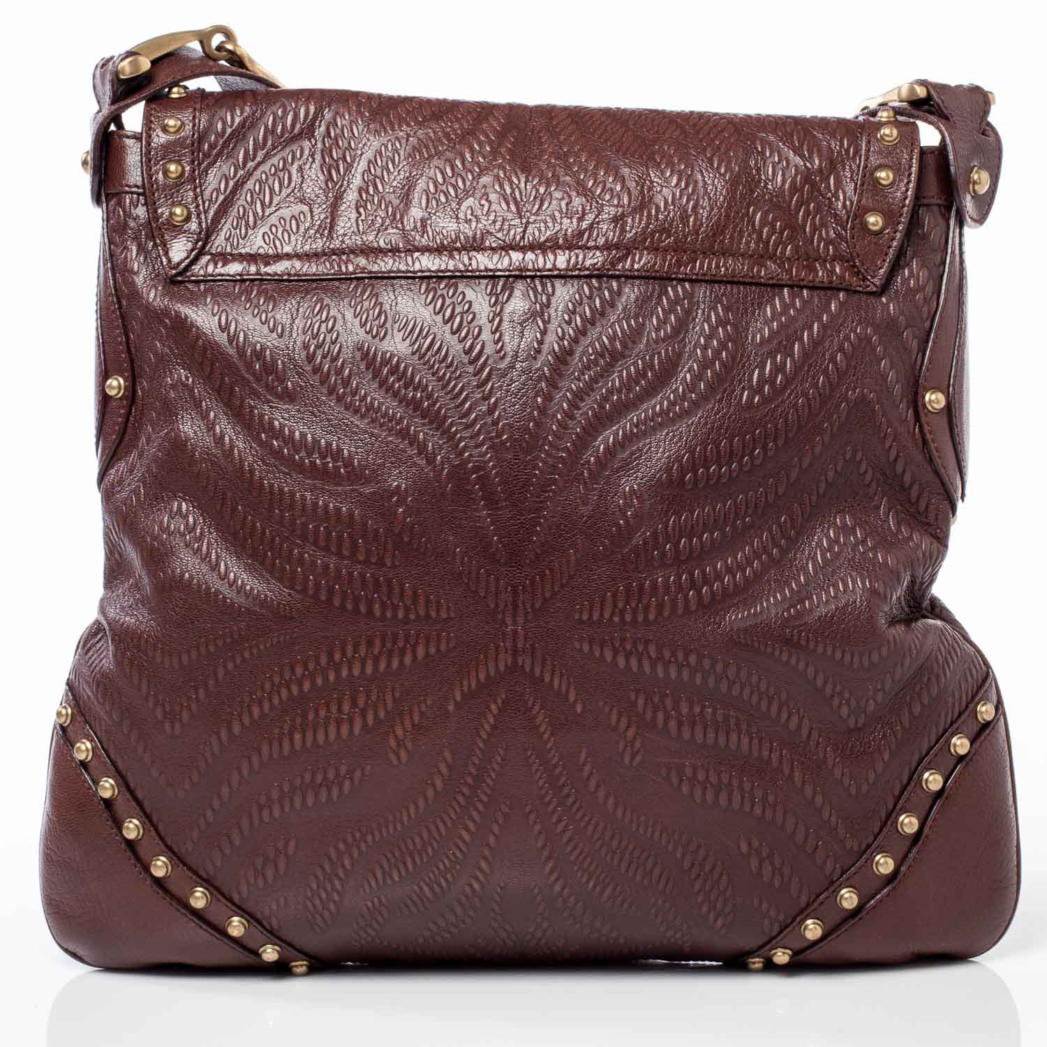 Gucci Leather Studded and Tooled Pelham Brown 4 of 10