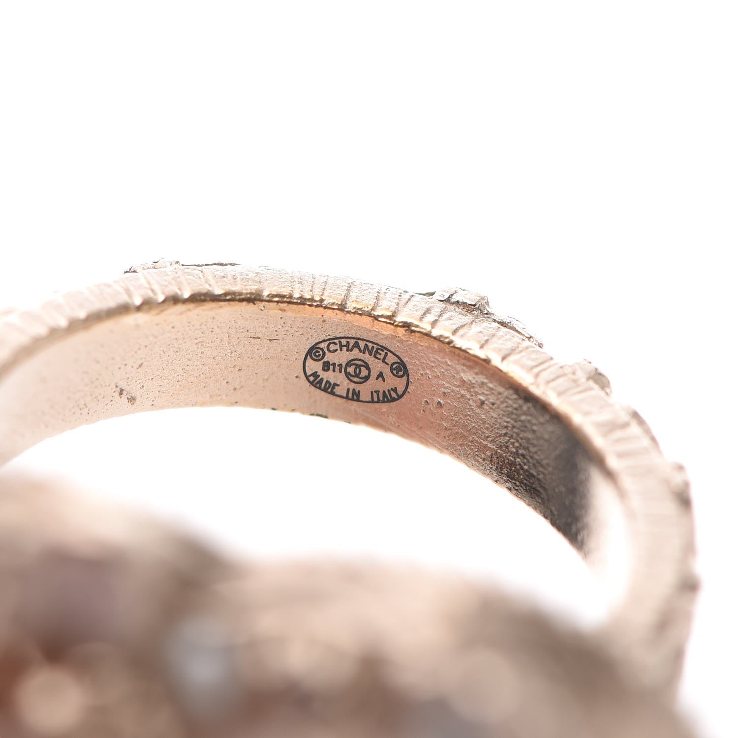 Chanel Resin Crystal Pearl CC Flower Ring 6.5 Gold 6 of 7