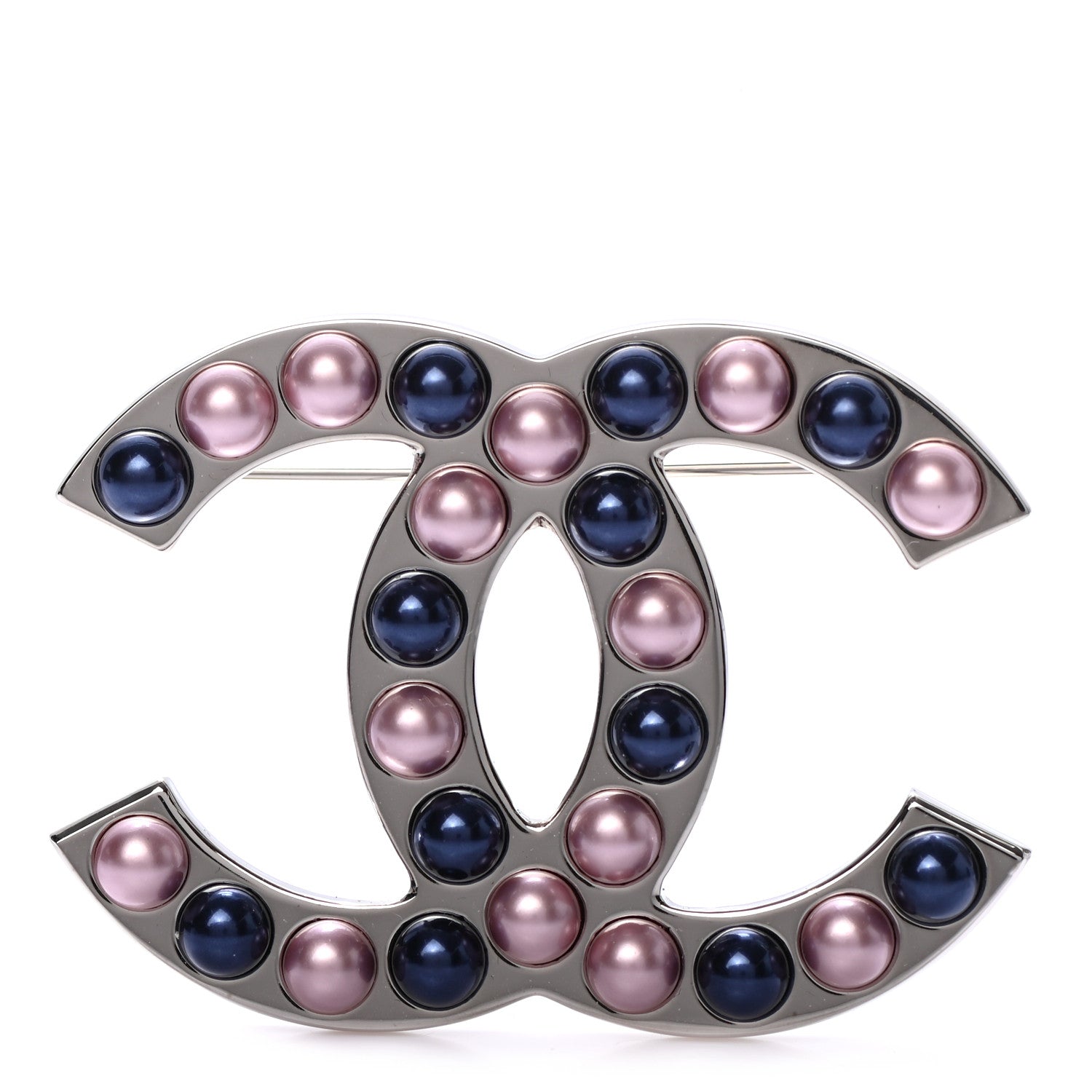 Chanel Pearl CC Brooch Silver Multicolor 1 of 5